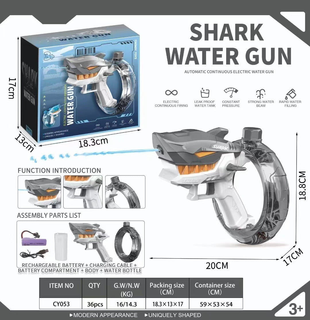 New Shark Electric Water Gun Toys Fully Automatic Continuous Fire Water Gun Large Capacity Beach Summer Children's Water Playing