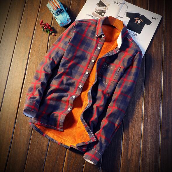 Men Autumn Winter Spring Plaid Flannel Shirts