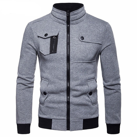 New Spring Autumn Hoodies Men Sweatshirts Casual British Style Zipped Stand Collar Men's Hip Hop Hoodie Size MWW133